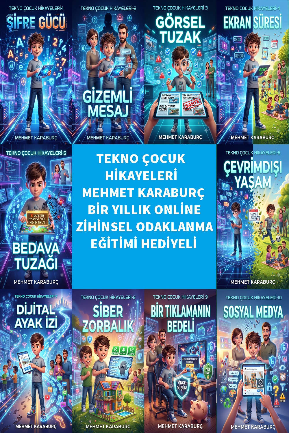 Tekno Çocuk Hikayeleri Serisi (10'lu Set) – Mehmet Karaburç (Zihinsel Odaklanma Eğitimi Hediyeli!)
