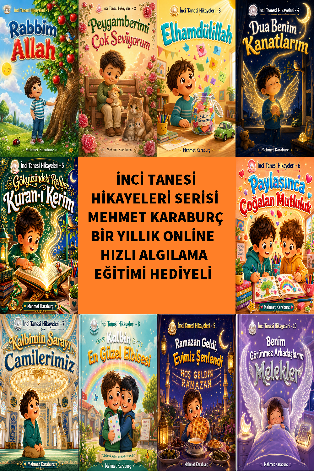 İnci Tanesi Hikayeleri 10'lu Set - Mehmet Karaburç - (Online Zihinsel Odaklanma Eğitimi Hediyeli)